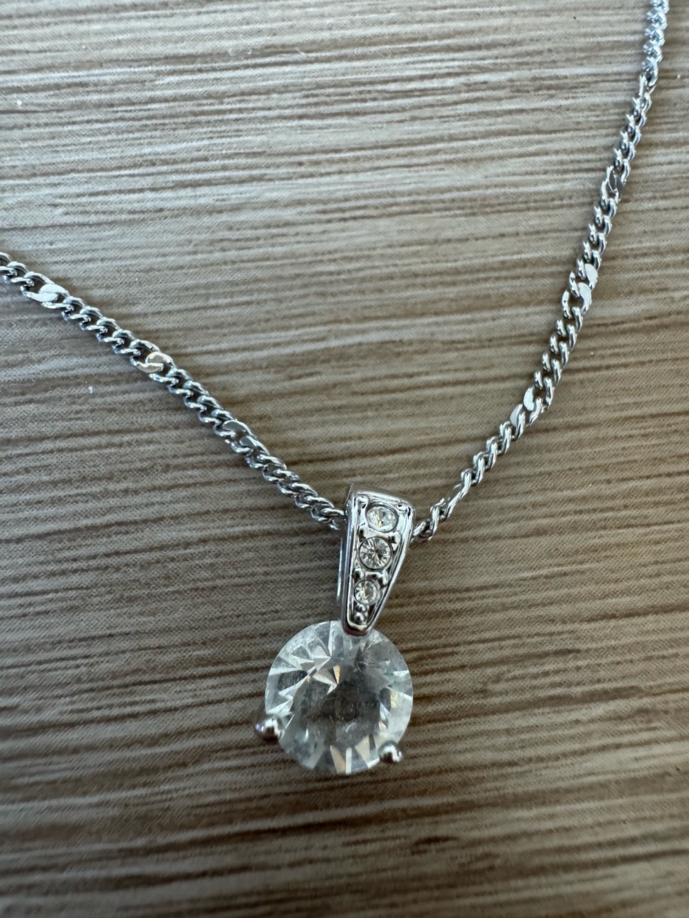 Swarovski Silver Clear Crystal Round Pendant Necklace